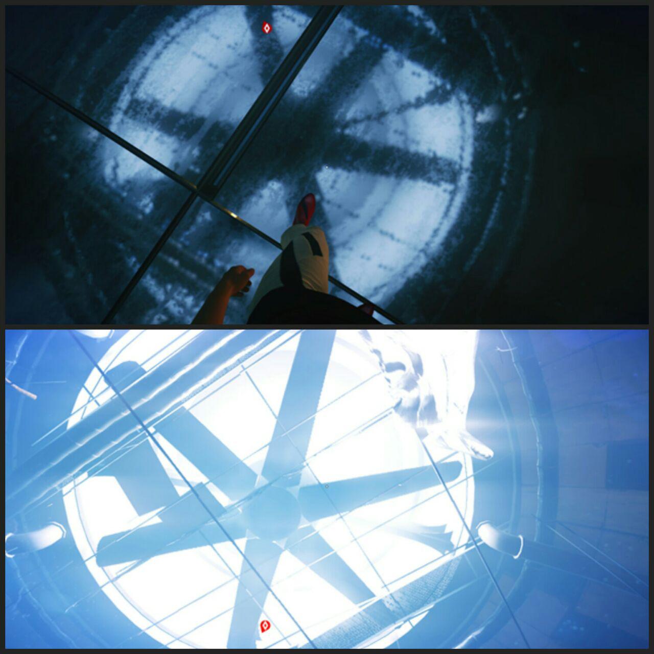 قسمت بالا بازتاب فن و قسمت پایین خود فن است که در بازی بازتاب ثابت و شی اصلی متحرک بود.