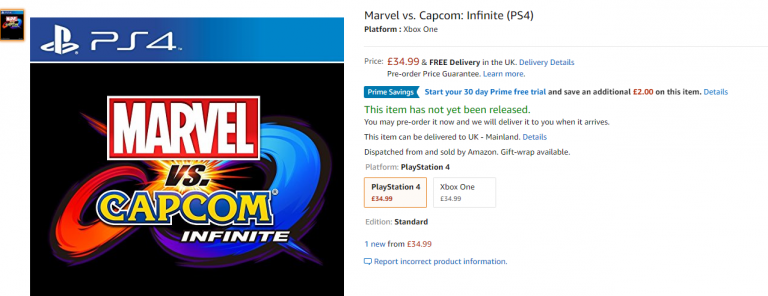 Marvel vs Capcom Infinite, شرکت سونی (Sony), کنسول Xbox One