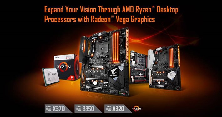 سازگاری مادربردهای AM4 گیگابایت با پردازنده‌های AMD Ryzen™ Desktop Processors with Radeon™ Vega