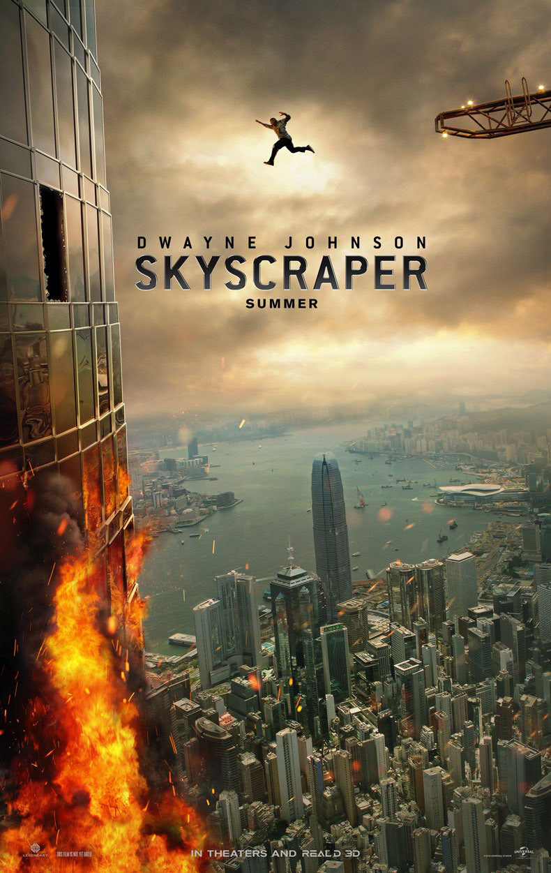 Dwayne Johnson, Legendary Pictures, Poster, Skyscraper, Universal Pictures