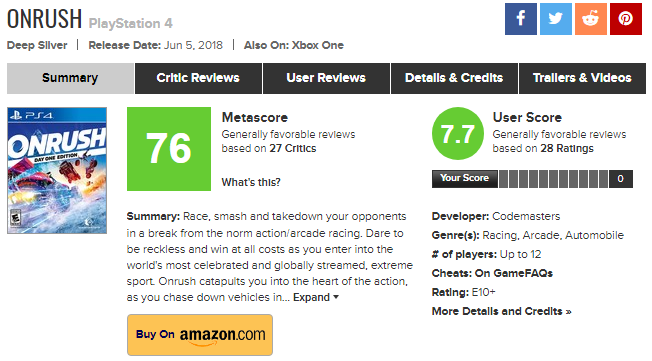 Deep Silver, Onrush, کنسول Xbox One