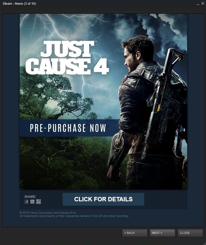 Just Cause 4, فروشگاه استیم (Steam)