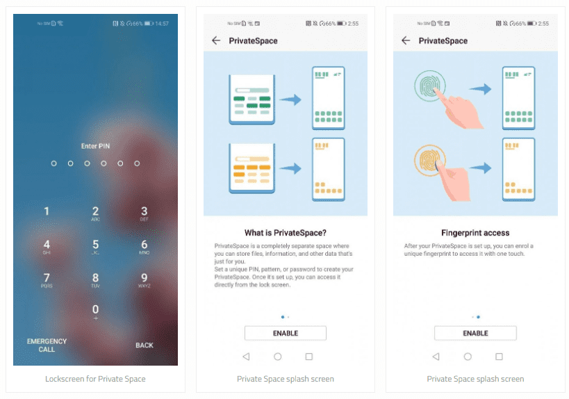 فضای خصوصی در گوشی های هواوی